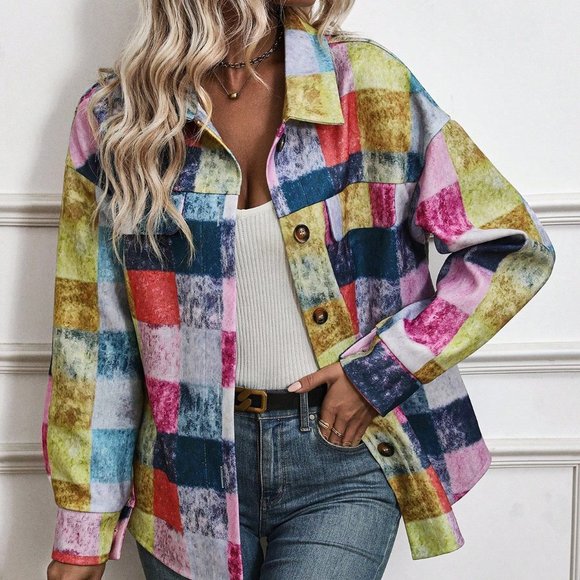 Multicolor Casual Women's Regular Fit Jacket With Colorful Pocket Design - Picture 4 of 5